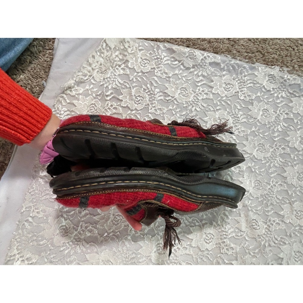 Born Red Wool Southwestern Leather Mules Clogs 9 Tribal Aztec Boho Rustic Fall - Picture 7 of 11